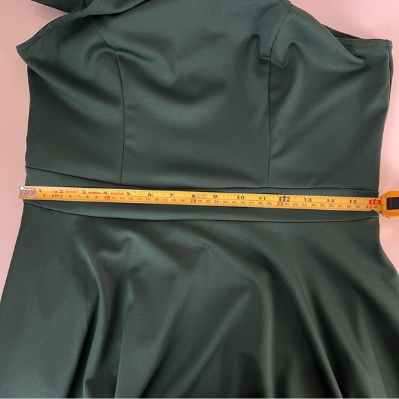 NWT Jasambac Green One Shoulder Bow Dress Women L Emerald Cocktail Party - Picture 10 of 11